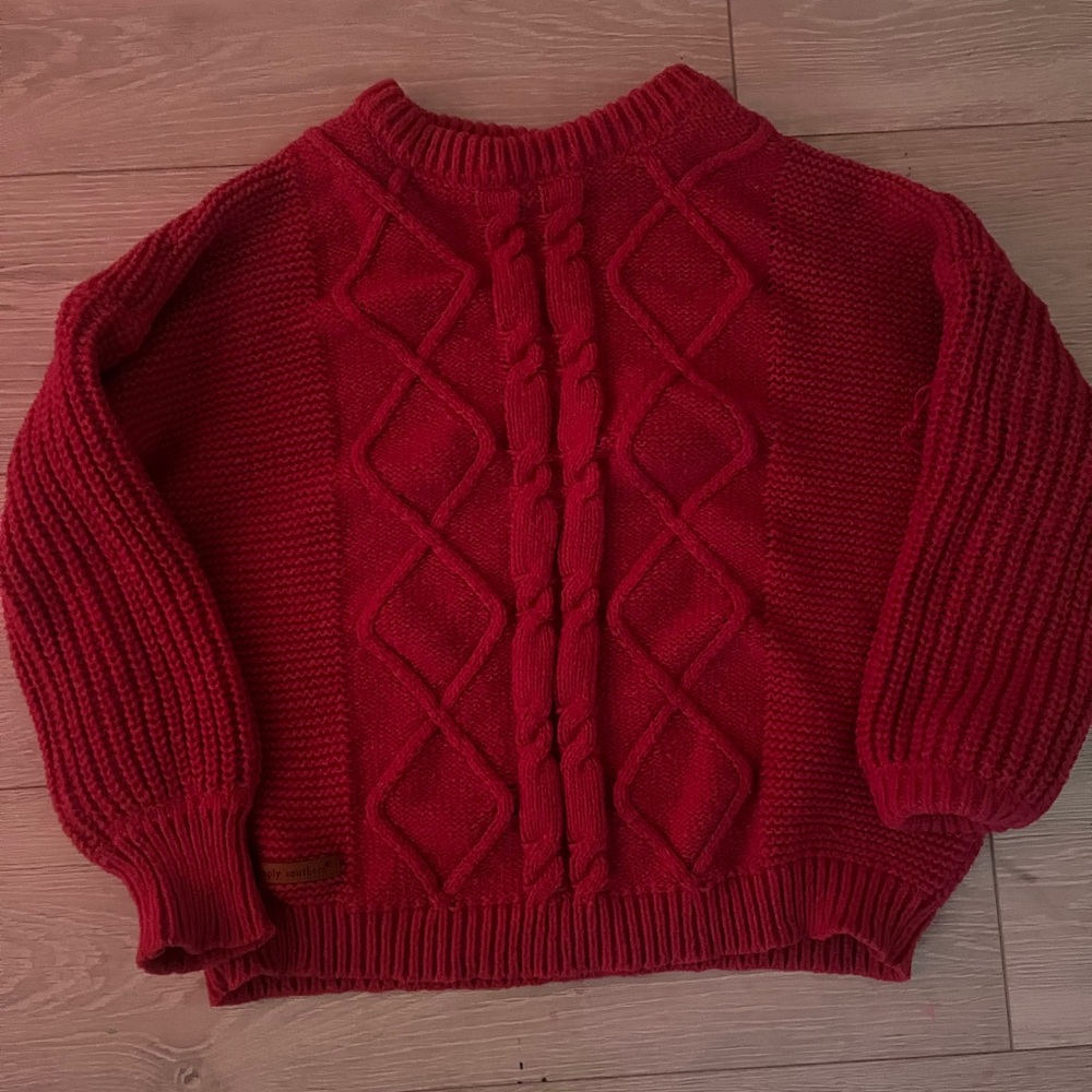Simply Southern Hot Pink Cable Knit Sweater